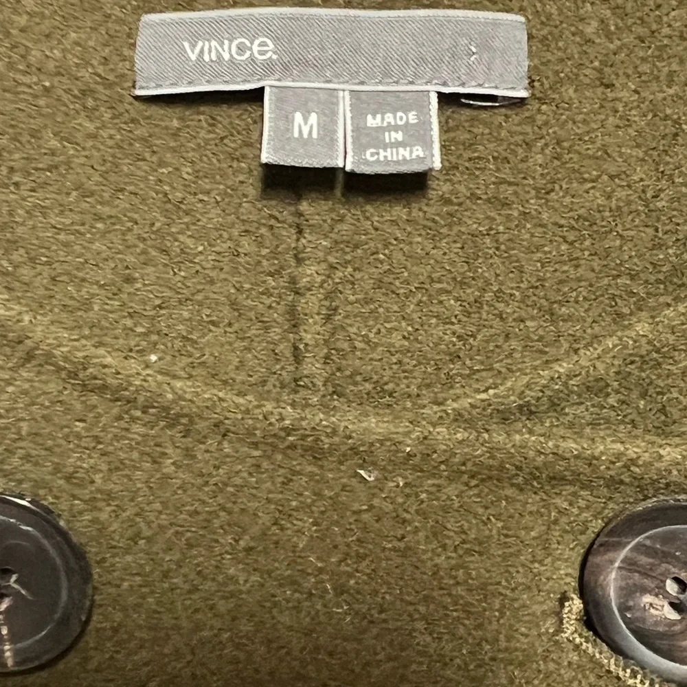 Vince Olive Double Breasted  Lightweight Spring Wool Trench Coat Sz M - Picture 5 of 5